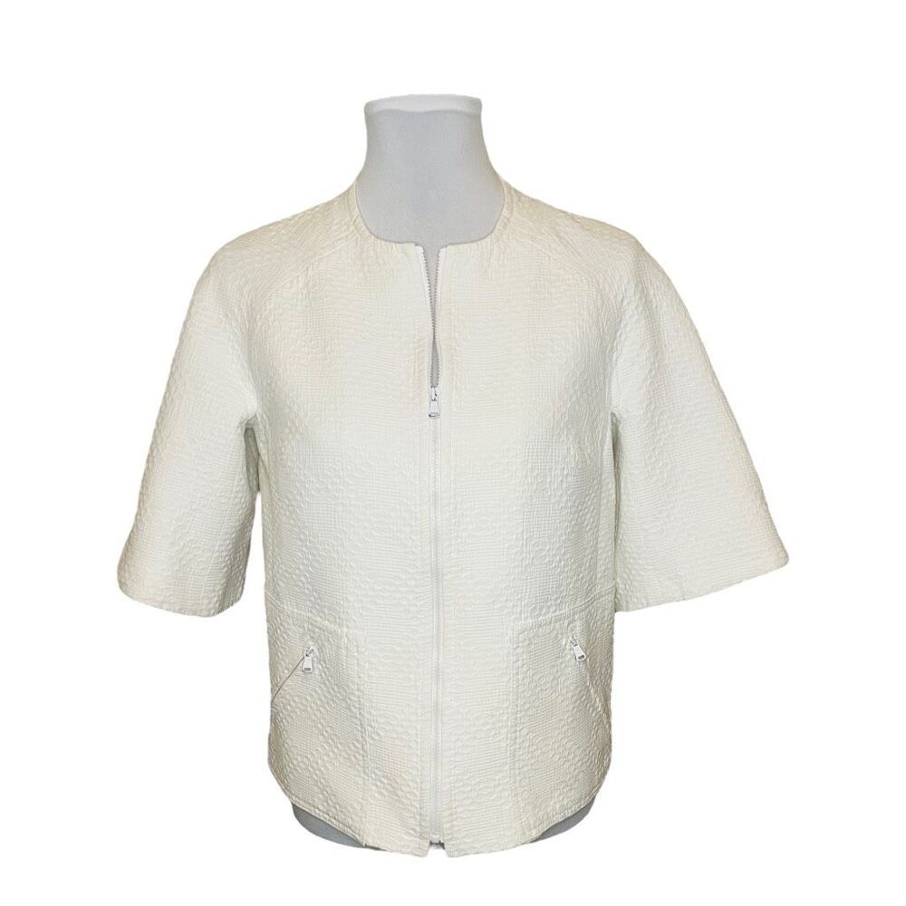 Trina Turk Full Zip Swing Jacket Blazer White Size 4
